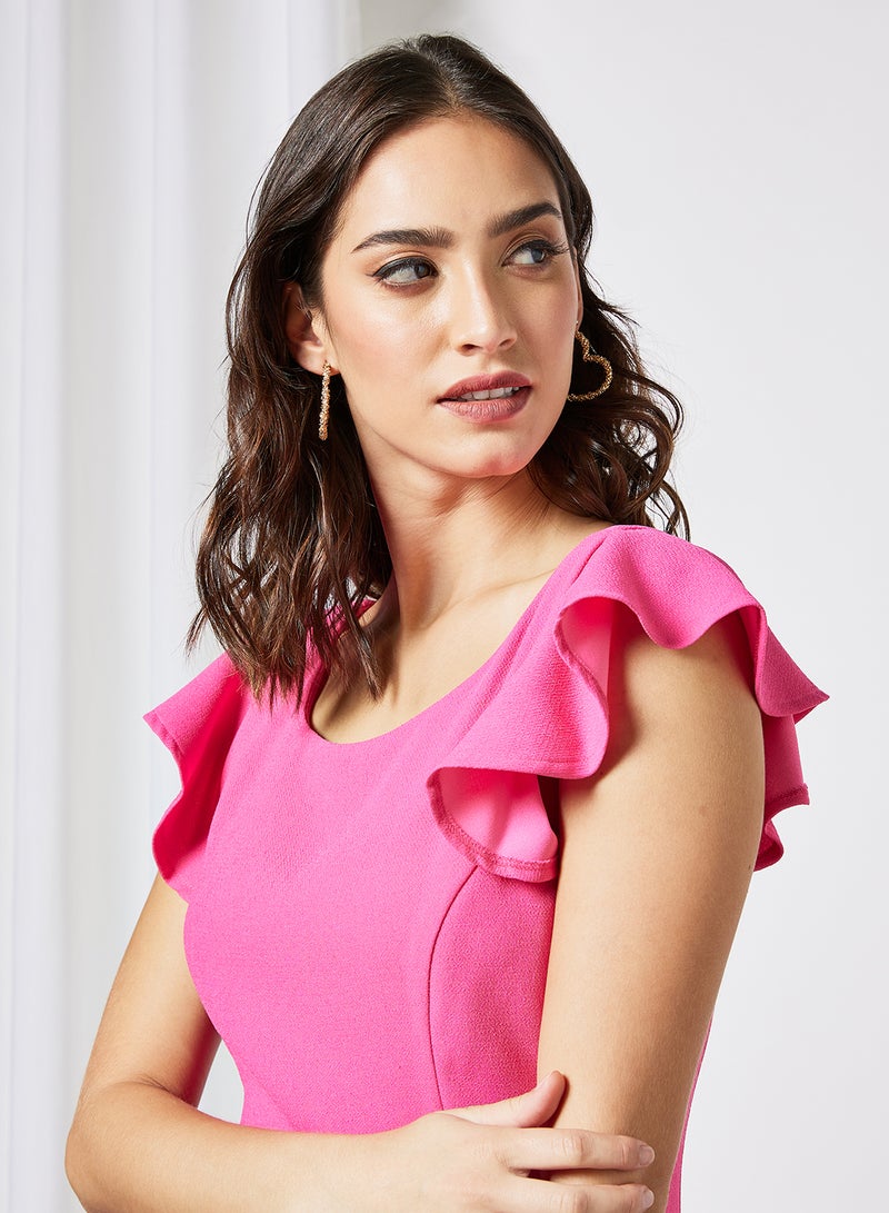 BCBGeneration Ruffle Detail Mini Dress Pink  - Image 4