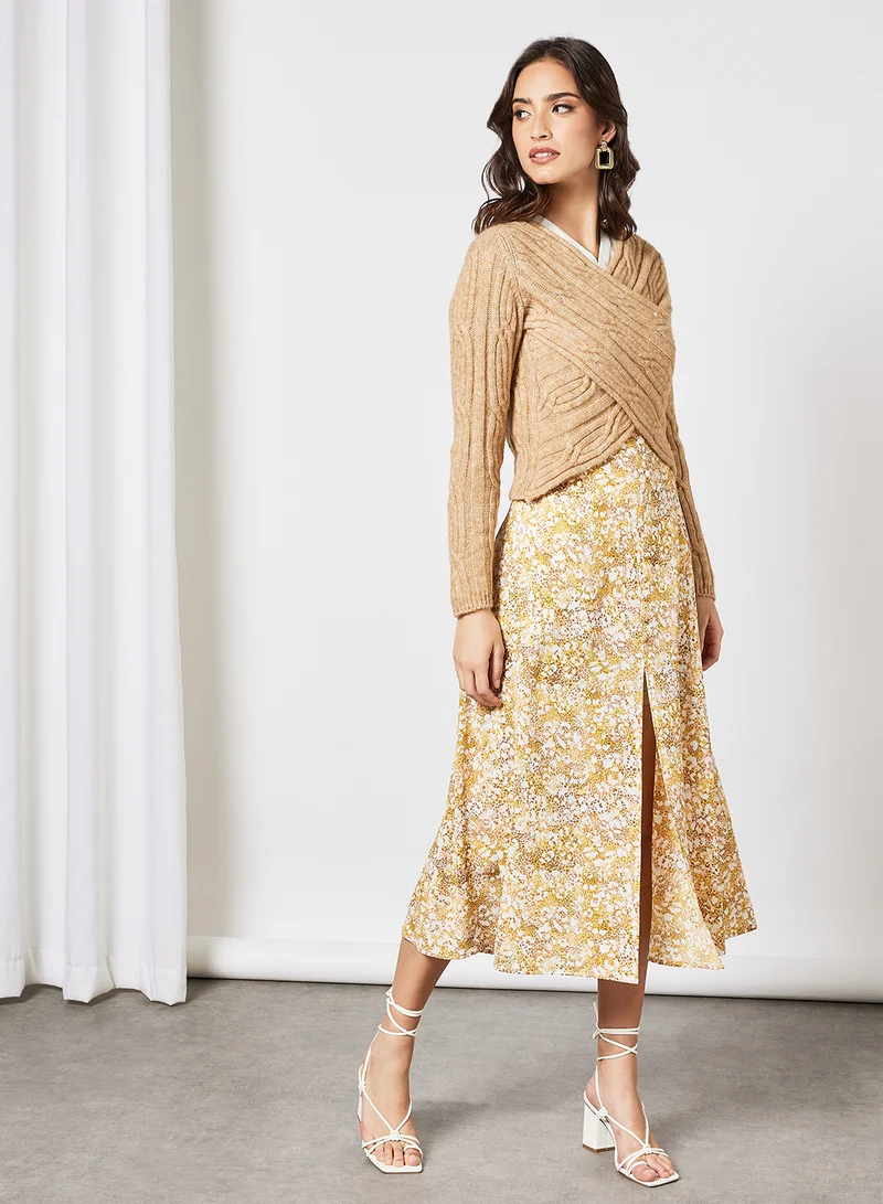BCBGeneration Printed Midi Skirt Multicolour