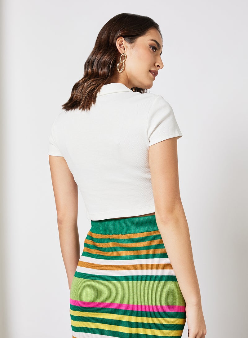 BCBGeneration - Polo Crop Top White - Image 1