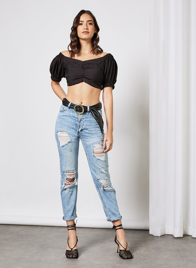 BCBGeneration Off-Shoulder Crop Top Black  - Image 3