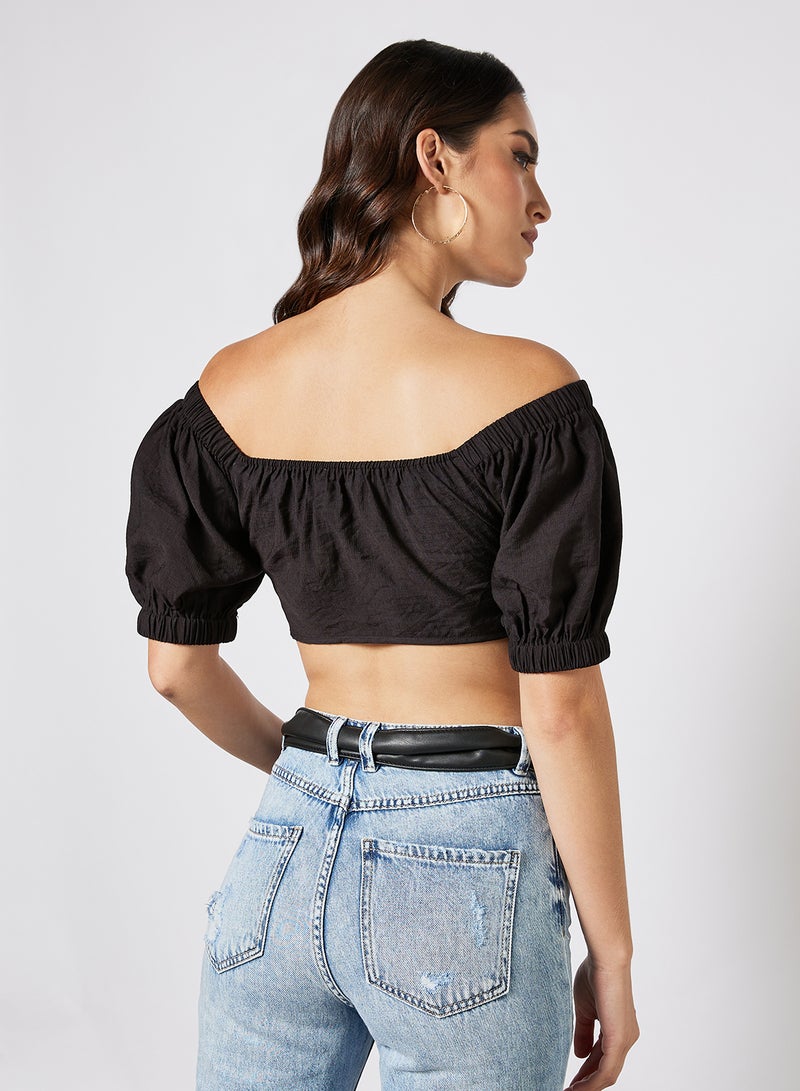 BCBGeneration Off-Shoulder Crop Top Black  - Image 2