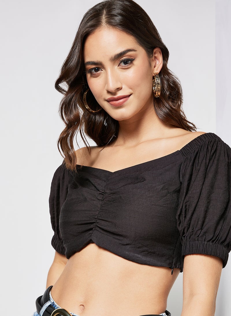BCBGeneration Off-Shoulder Crop Top Black  - Image 4