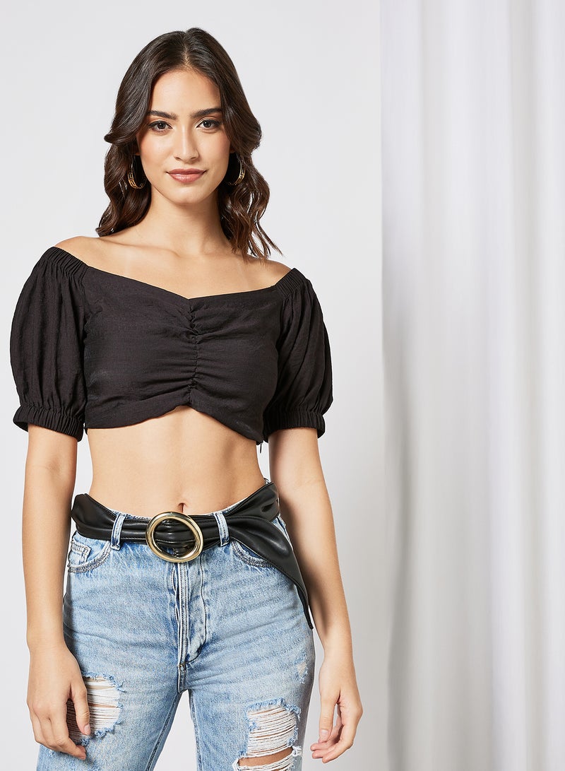 BCBGeneration Off-Shoulder Crop Top Black  - Image 1