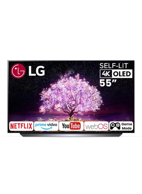 OLED TV 55 Inch C1 Series Cinema Screen Design 4K HDR WebOS Smart With ThinQ AI Pixel Dimming OLED55C1PVB-AMAG Black
