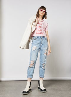 Campus Sutra Graphic Printed Drawstring Neck Hoodie Pink/Red  - Image 3