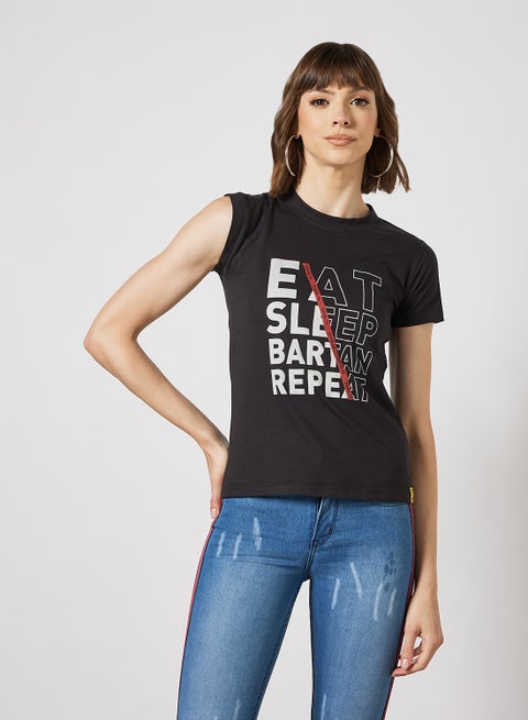 Graphic Printed Crew Neck T-Shirt Black/White/Red