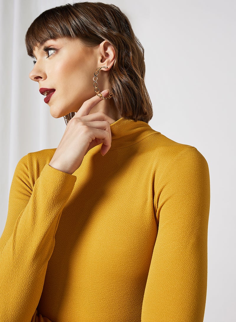 Aila - Casual High Neck Long Sleeve Bodycon Long Evening Maxi Solid Knit Dress 29 Sand - Image 1