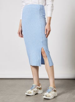 Ribbed Midi Skirt Powder Blue