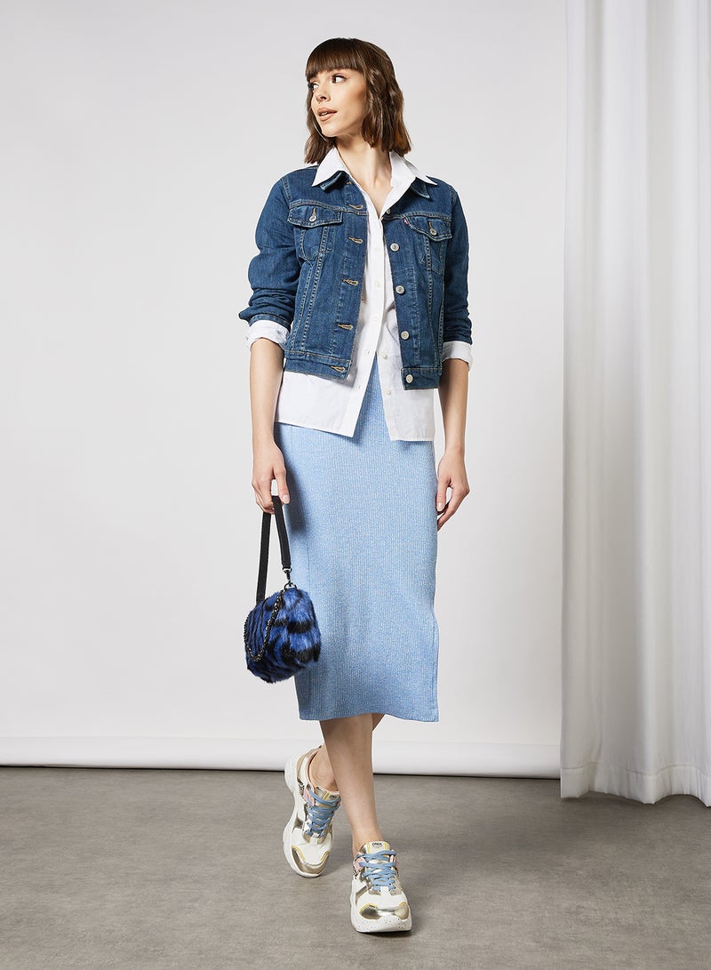 R&B - Ribbed Midi Skirt Powder Blue - Image 1