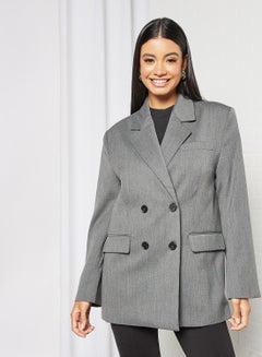 Oversized Double-Breasted Blazer Grey