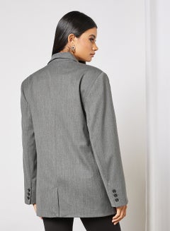 SELECTED FEMME Oversized Double-Breasted Blazer Grey  - Image 2