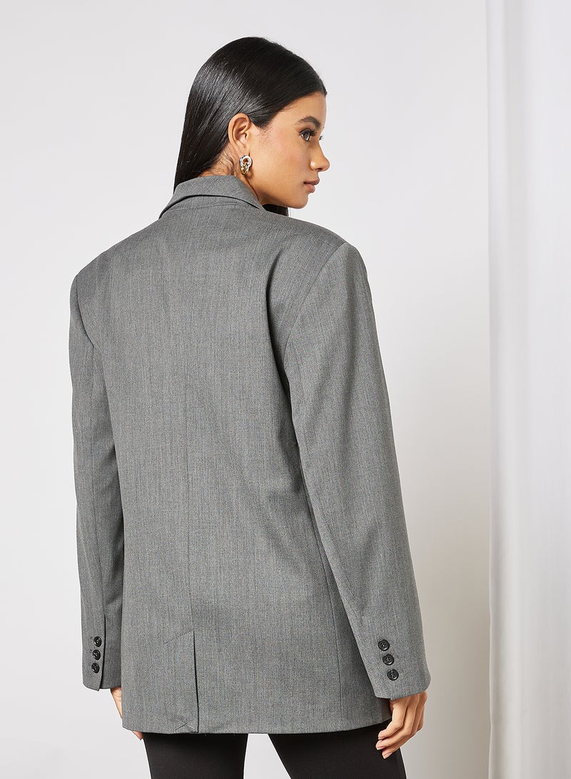 SELECTED FEMME - Oversized Double-Breasted Blazer Grey - Image 1