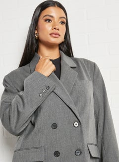 SELECTED FEMME Oversized Double-Breasted Blazer Grey  - Image 4