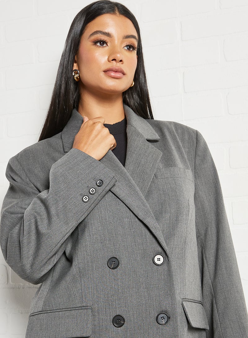 SELECTED FEMME - Oversized Double-Breasted Blazer Grey - Image 1