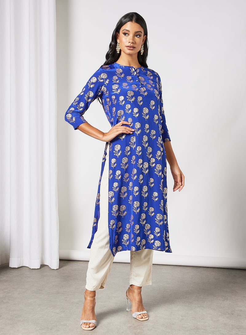 masaba - Marigold Print Kurta Blue - Image 1