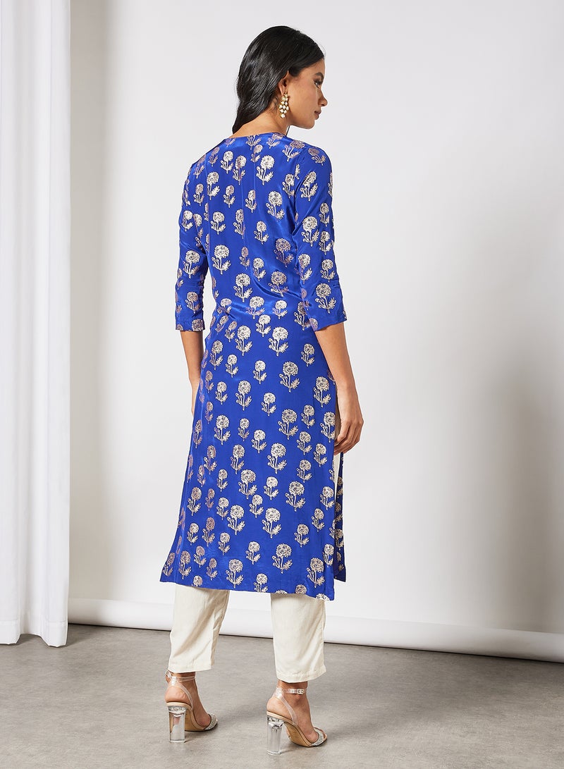 masaba - Marigold Print Kurta Blue - Image 1