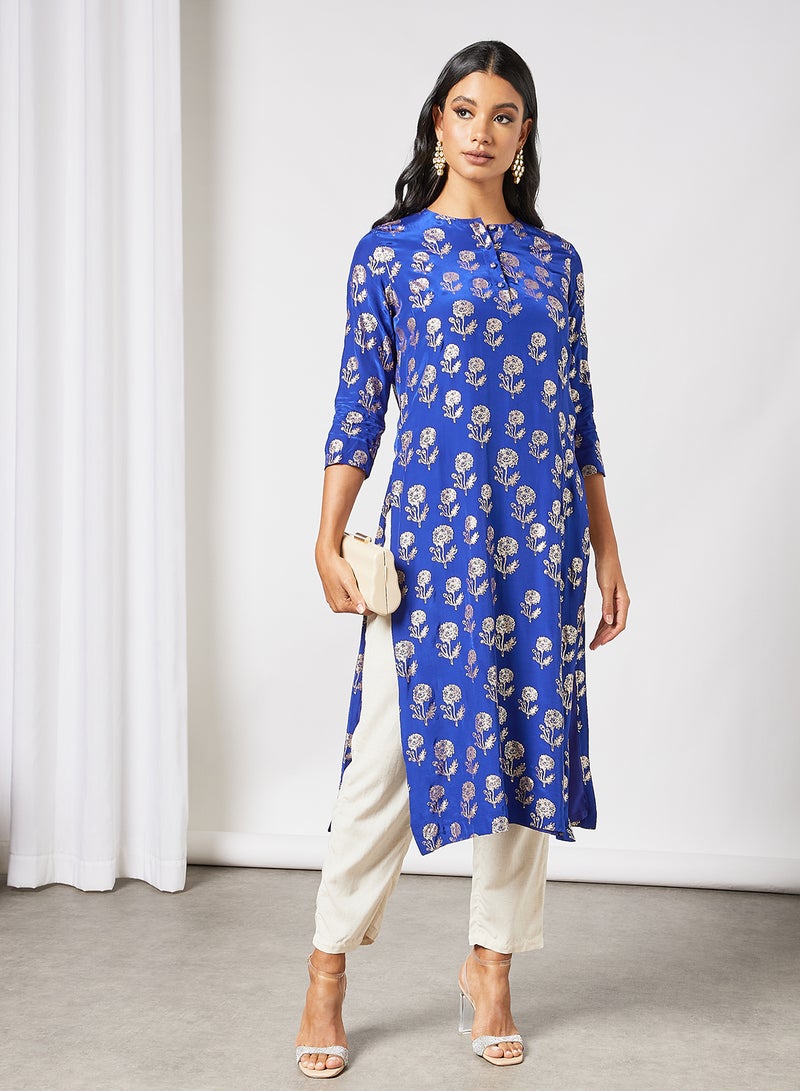 masaba - Marigold Print Kurta Blue - Image 1