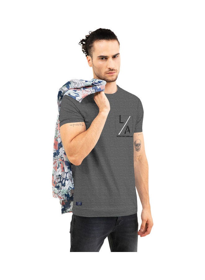 COLOR HUNT Crew Neck T-Shirt With Treding Prints Grey  - Image 4