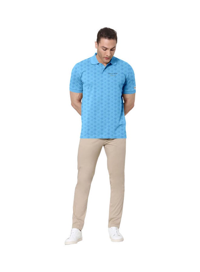 COLOR HUNT Collar Neck T-Shirt With Treding Prints Blue - Image 4