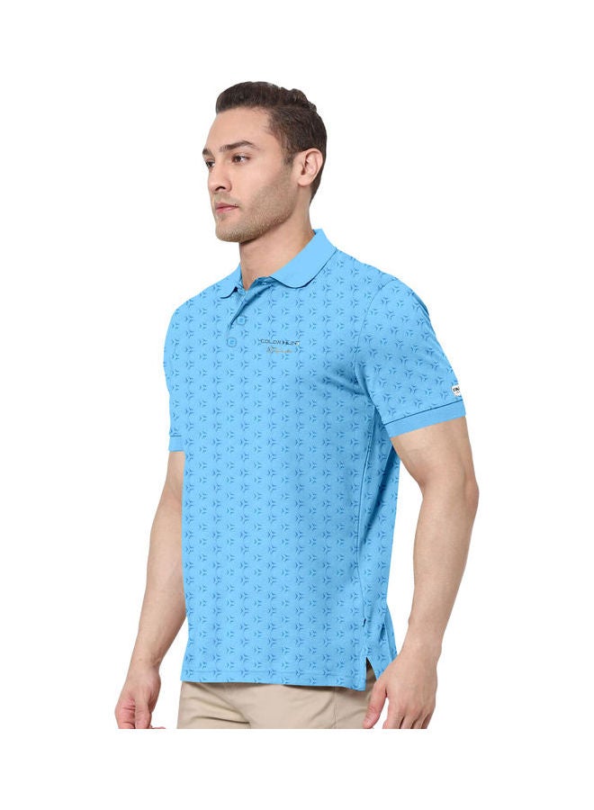 COLOR HUNT Collar Neck T-Shirt With Treding Prints Blue - Image 3