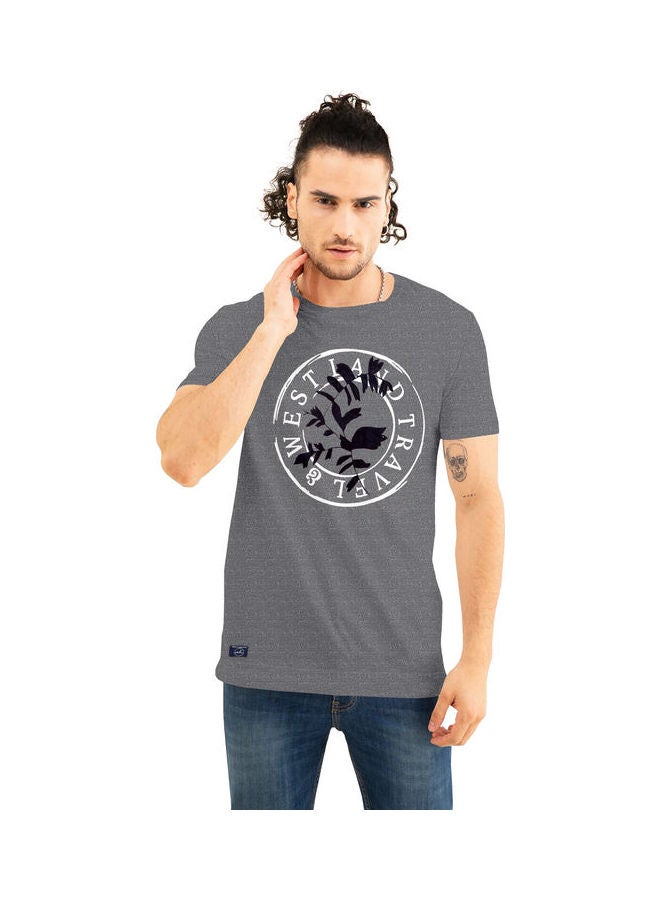 COLOR HUNT Crew Neck T-Shirt With Treding Prints Grey - Image 1