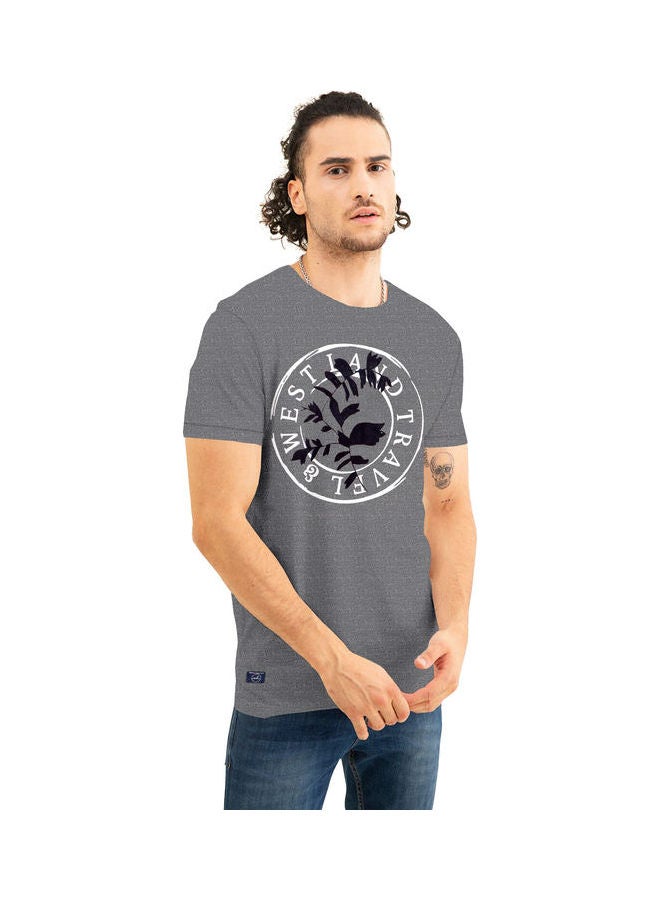 COLOR HUNT Crew Neck T-Shirt With Treding Prints Grey - Image 3