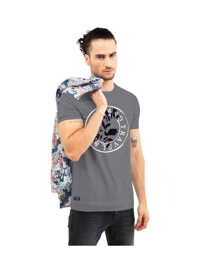 COLOR HUNT Crew Neck T-Shirt With Treding Prints Grey - Image 4