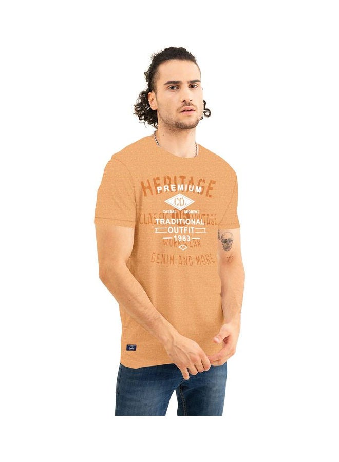 COLOR HUNT Crew Neck T-Shirt With Treding Prints Orange - Image 3