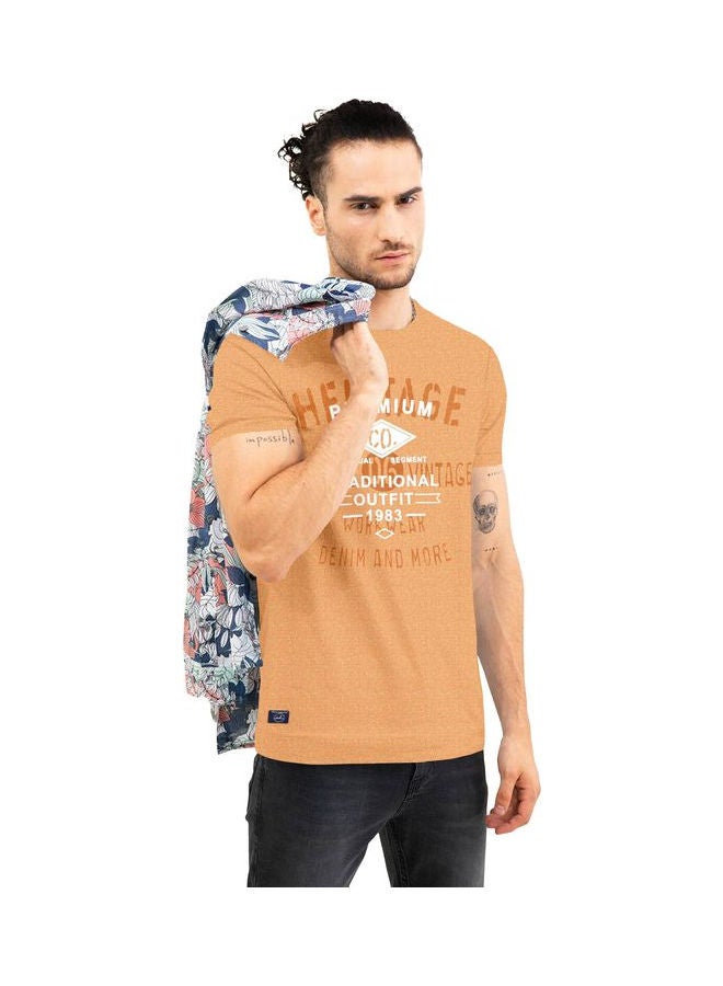COLOR HUNT Crew Neck T-Shirt With Treding Prints Orange - Image 4