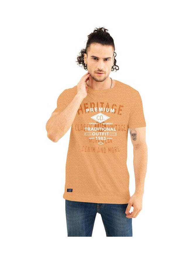 COLOR HUNT Crew Neck T-Shirt With Treding Prints Orange - Image 1