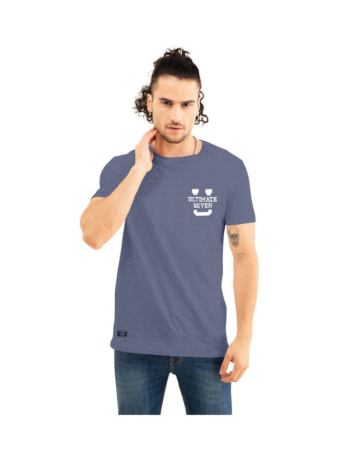 COLOR HUNT Crew Neck T-Shirt With Treding Prints Blue - Image 1