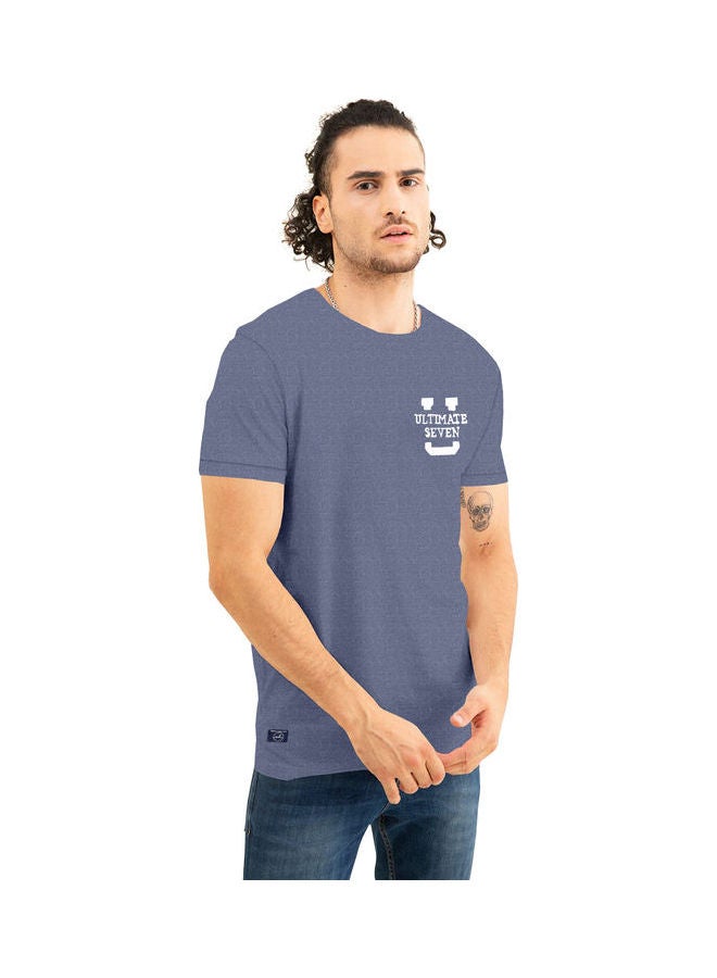 COLOR HUNT Crew Neck T-Shirt With Treding Prints Blue - Image 3