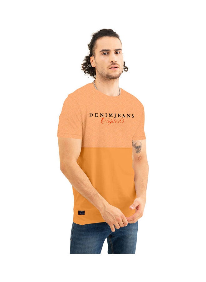 كولور هانت تيشيرت بفتحة رقبة مستديرة وطبعات عصرية برتقالي - Image 3