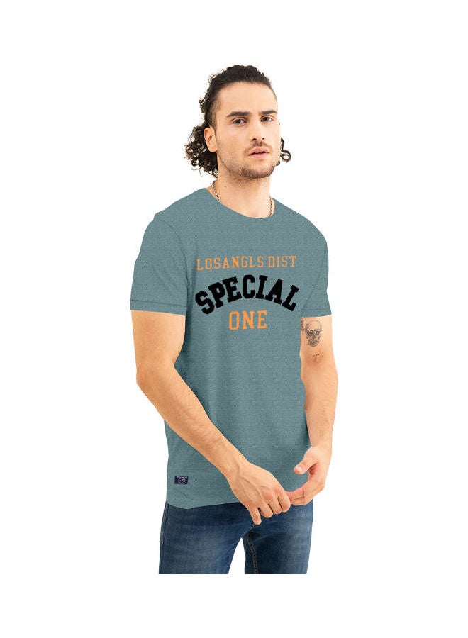 COLOR HUNT Crew Neck T-Shirt With Treding Prints Teal Green - Image 3