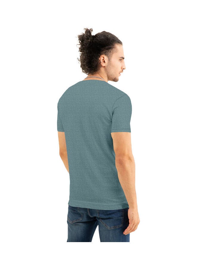 COLOR HUNT Crew Neck T-Shirt With Treding Prints Teal Green - Image 2