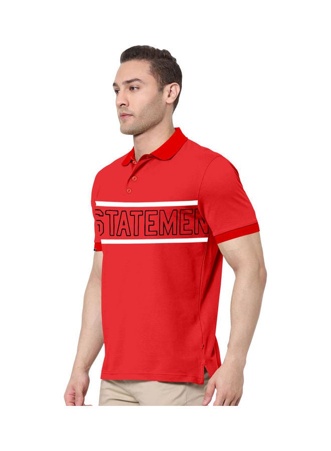 COLOR HUNT Collar Neck T-Shirt With Treding Prints Red - Image 3