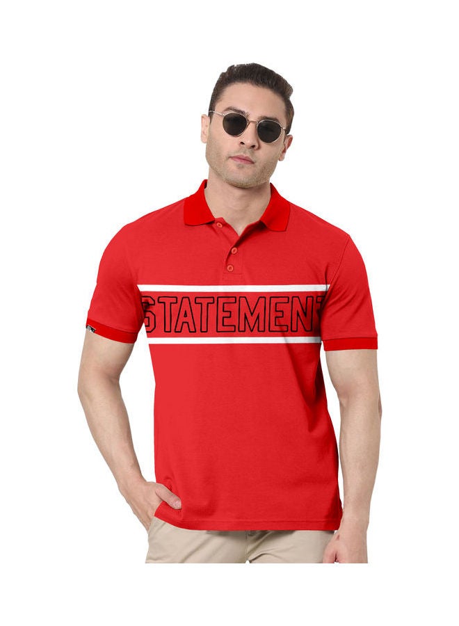 COLOR HUNT Collar Neck T-Shirt With Treding Prints Red - Image 1