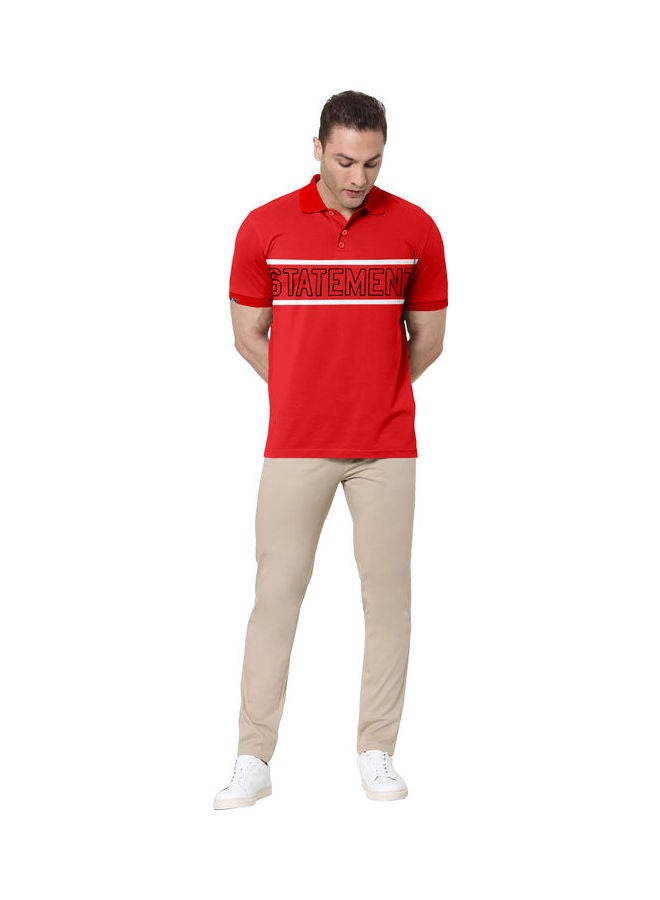 COLOR HUNT Collar Neck T-Shirt With Treding Prints Red - Image 4