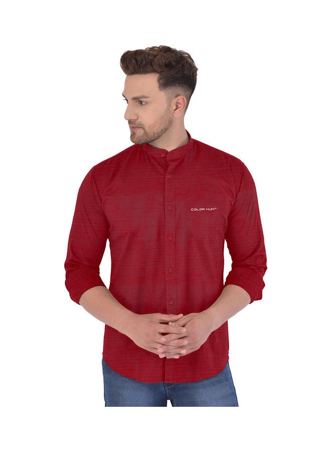COLOR HUNT Stretch Lightweight Casual Breathable Shirt Red - Image 1