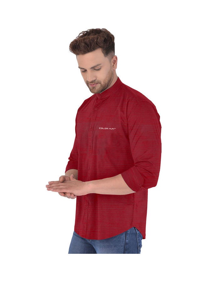 COLOR HUNT Stretch Lightweight Casual Breathable Shirt Red - Image 3