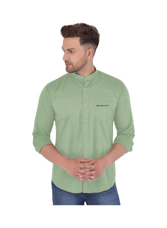 COLOR HUNT Stretch Lightweight Casual Breathable Shirt Olive Green - Image 1