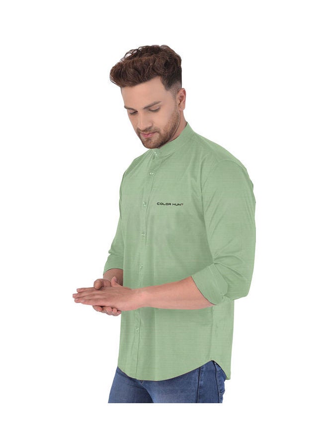 COLOR HUNT Stretch Lightweight Casual Breathable Shirt Olive Green - Image 3