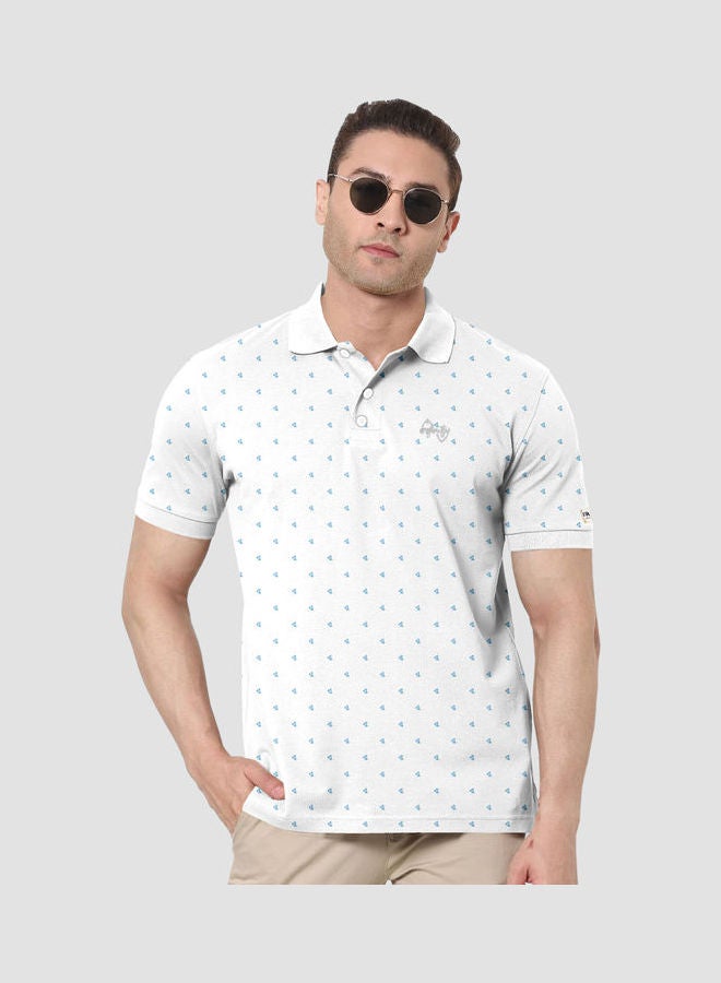 COLOR HUNT - Collar Neck T-Shirt With Treding Prints White - Image 1