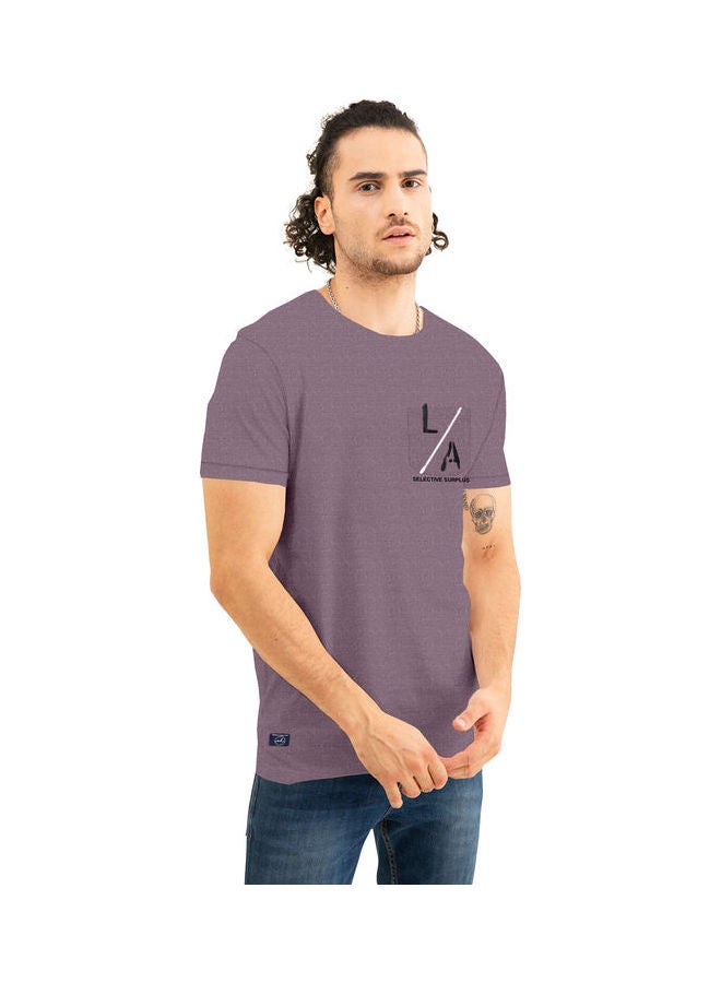 COLOR HUNT Crew Neck T-Shirt With Treding Prints Purple  - Image 3