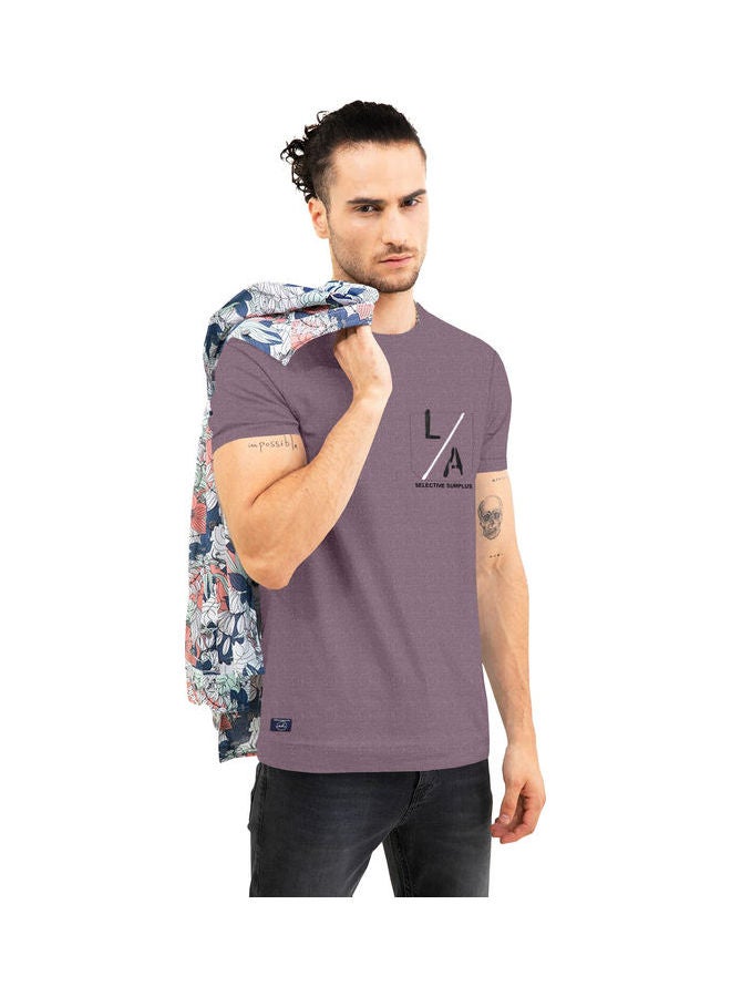 COLOR HUNT Crew Neck T-Shirt With Treding Prints Purple  - Image 4