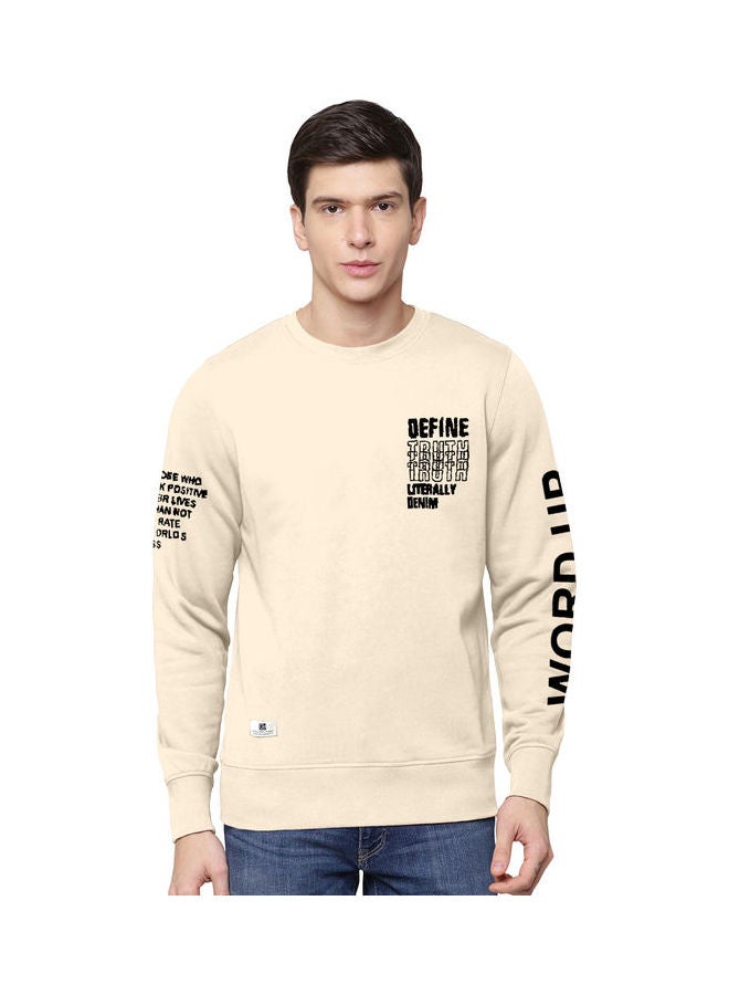COLOR HUNT Everyday Full Sleeve Sweatshirt Cream  - Image 1