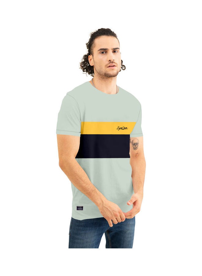 COLOR HUNT Crew Neck T-Shirt With Treding Prints Mint Green/Black - Image 3