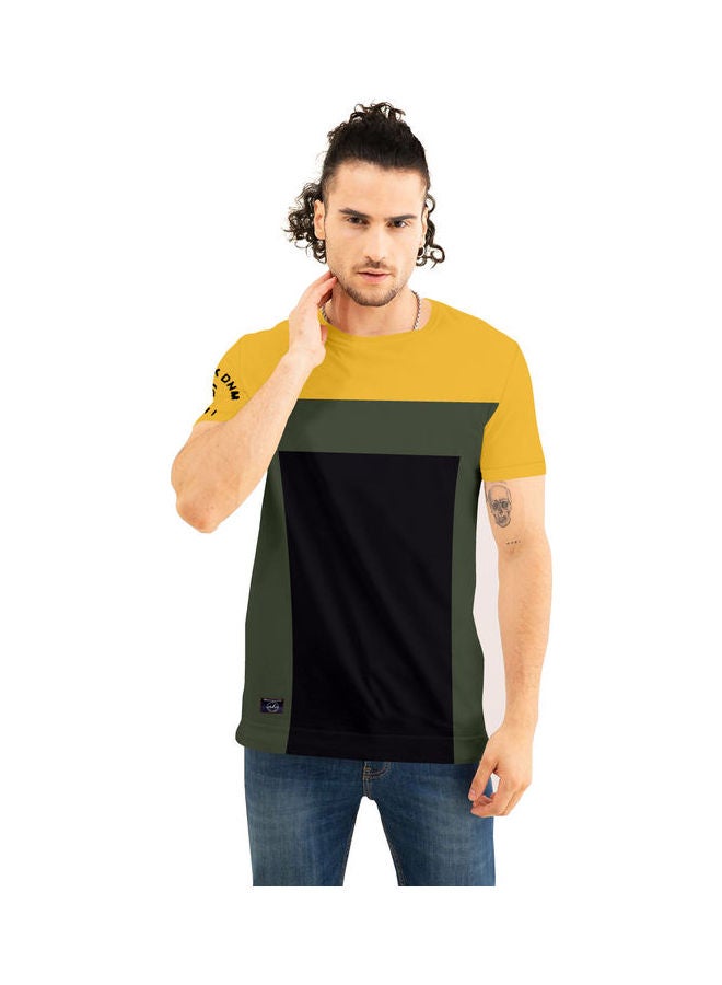 COLOR HUNT Crew Neck T-Shirt With Treding Prints Yellow/Black/Green - Image 1