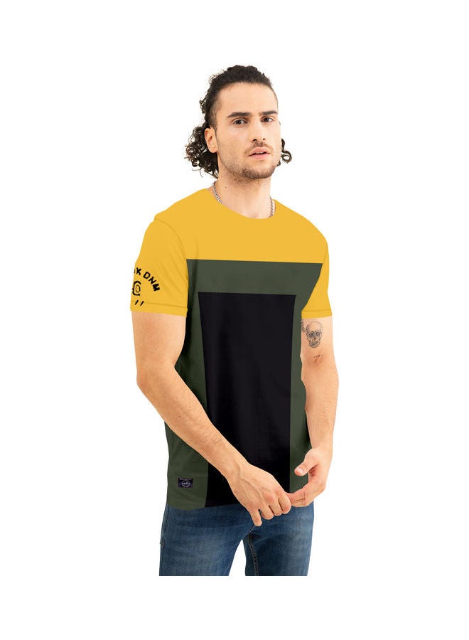 COLOR HUNT Crew Neck T-Shirt With Treding Prints Yellow/Black/Green - Image 3