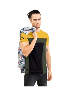 Crew Neck T-Shirt With Treding Prints Yellow/Black/Green - v1636372644/N51778780V_3